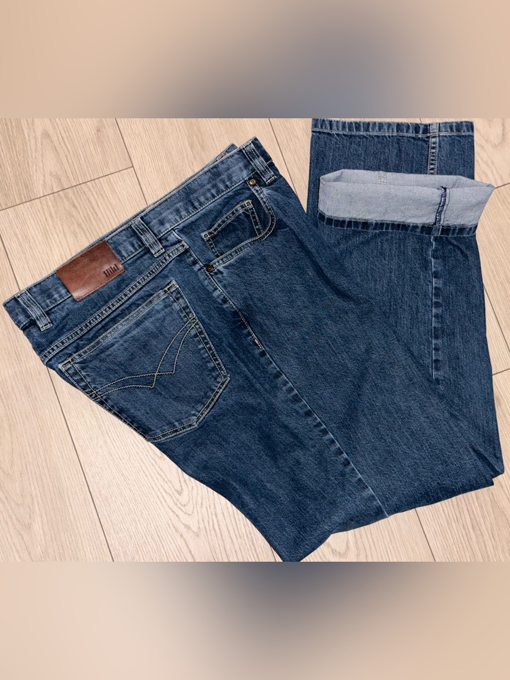 Hilt VINTAGE Mens 38x32 Wash Blue Straight Western Pocket German Denim Jeans 90s